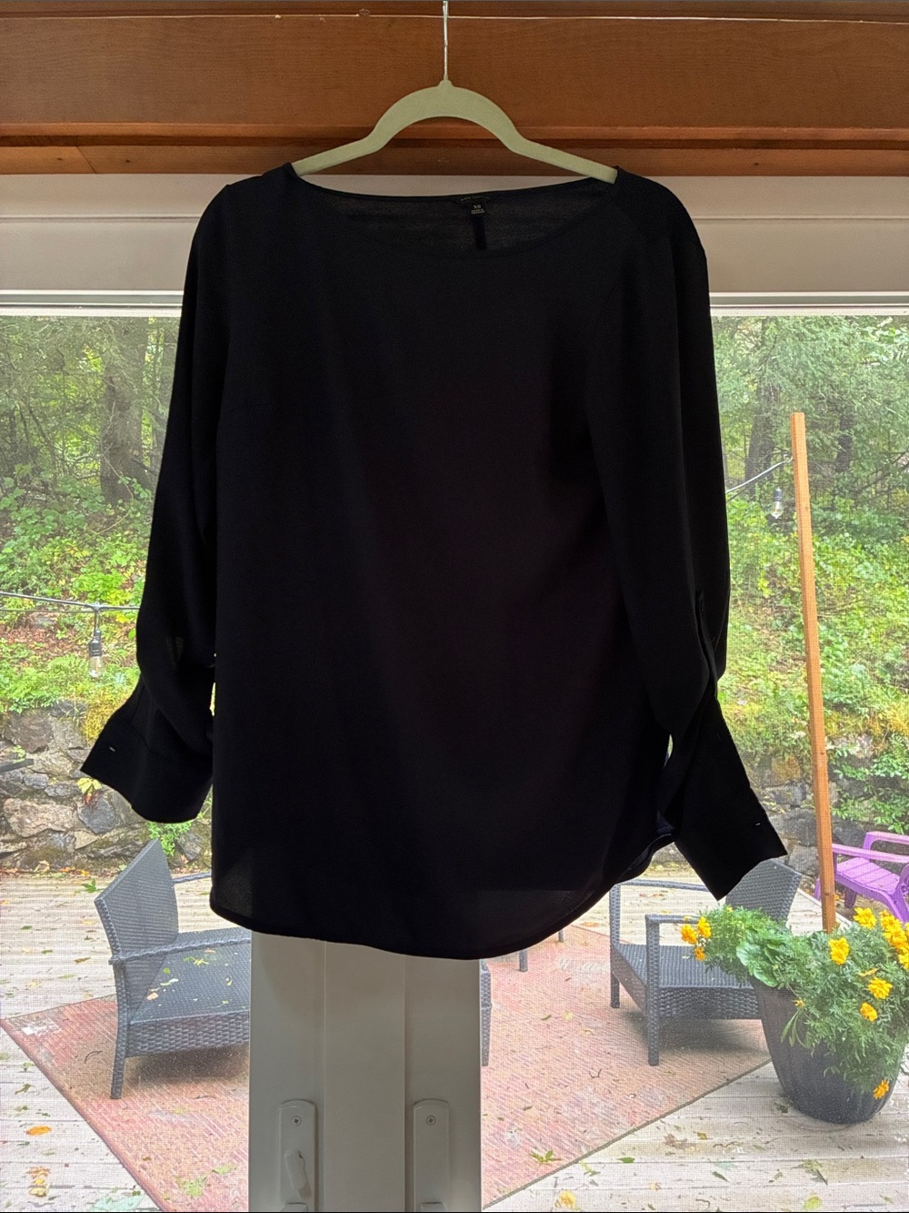 Women's Navy Long-Sleeve Blouse